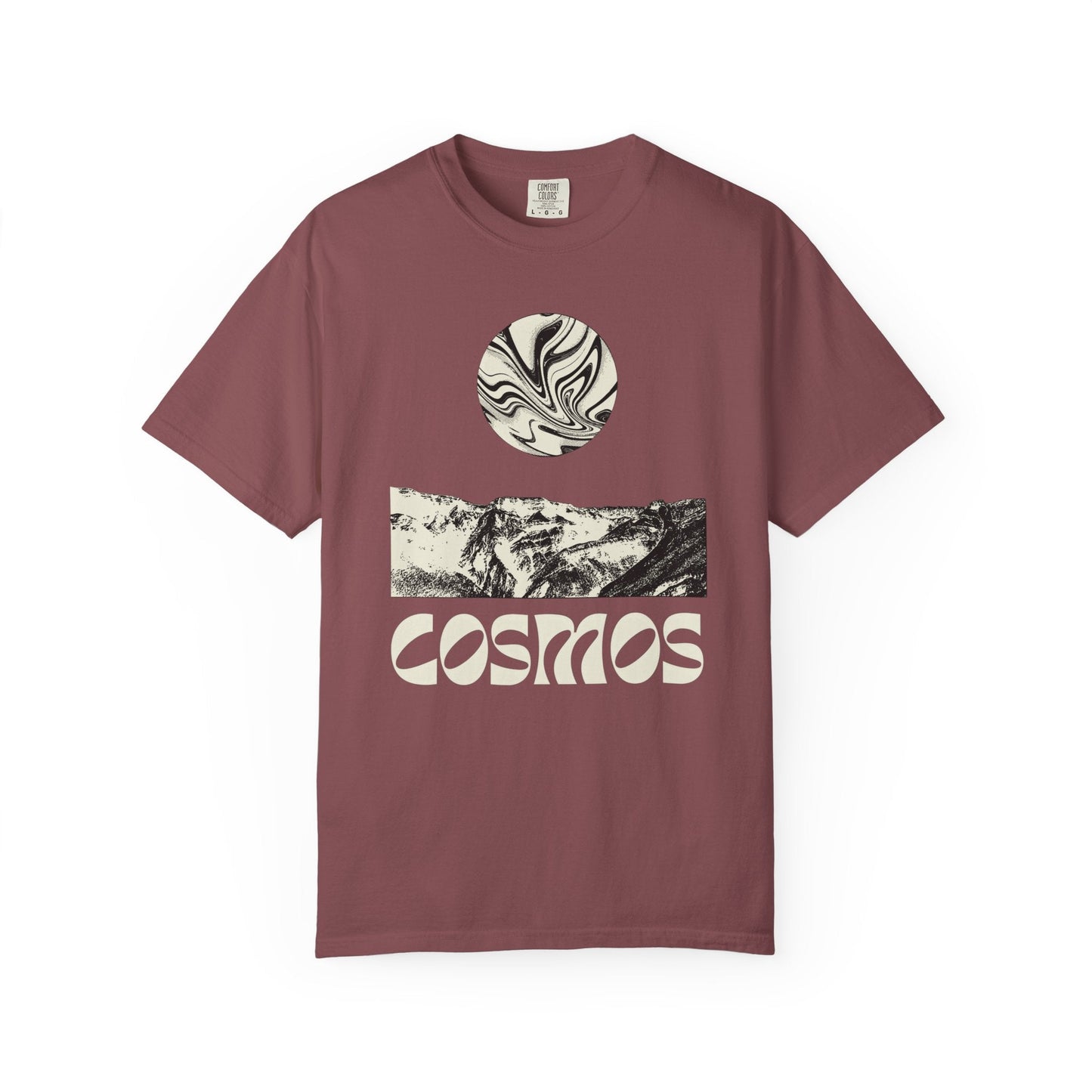 Cosmic earth unisex t-shirt with abstract cool psychedelic design