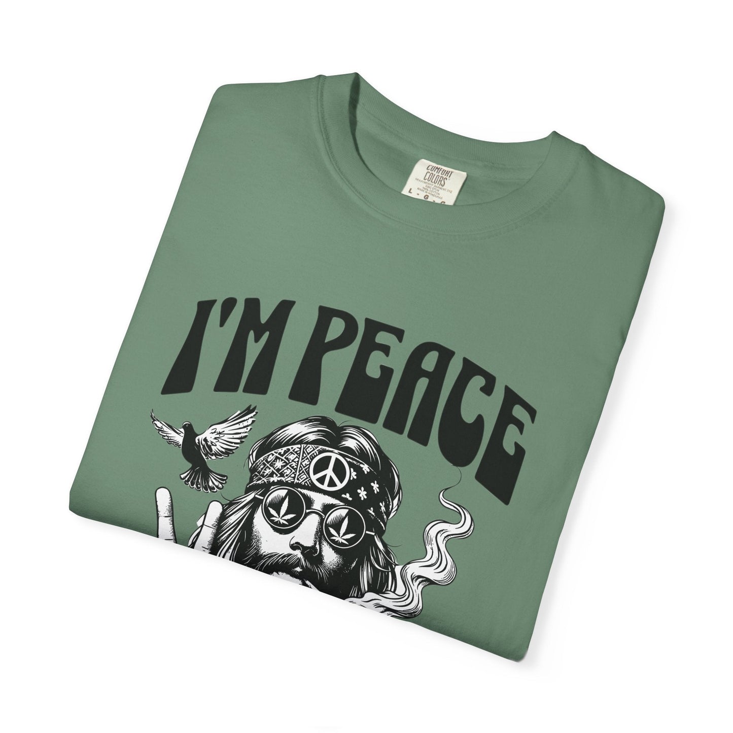 Peaceful hippie Unisex T-shirt with 'I'm at Peace' design 70' vibe