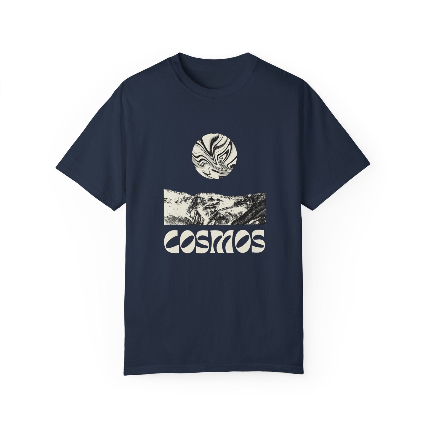 Cosmic earth unisex t-shirt with abstract cool psychedelic design
