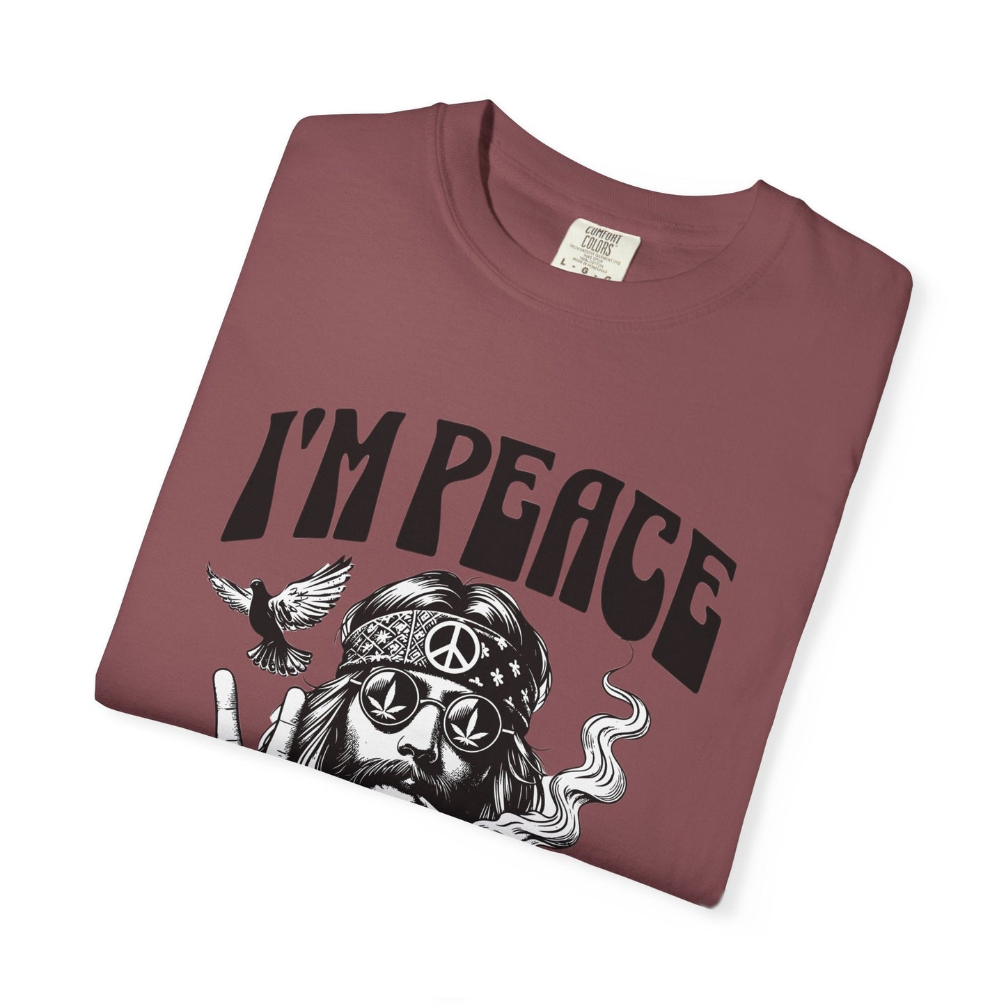 Peaceful hippie Unisex T-shirt with 'I'm at Peace' design 70' vibe