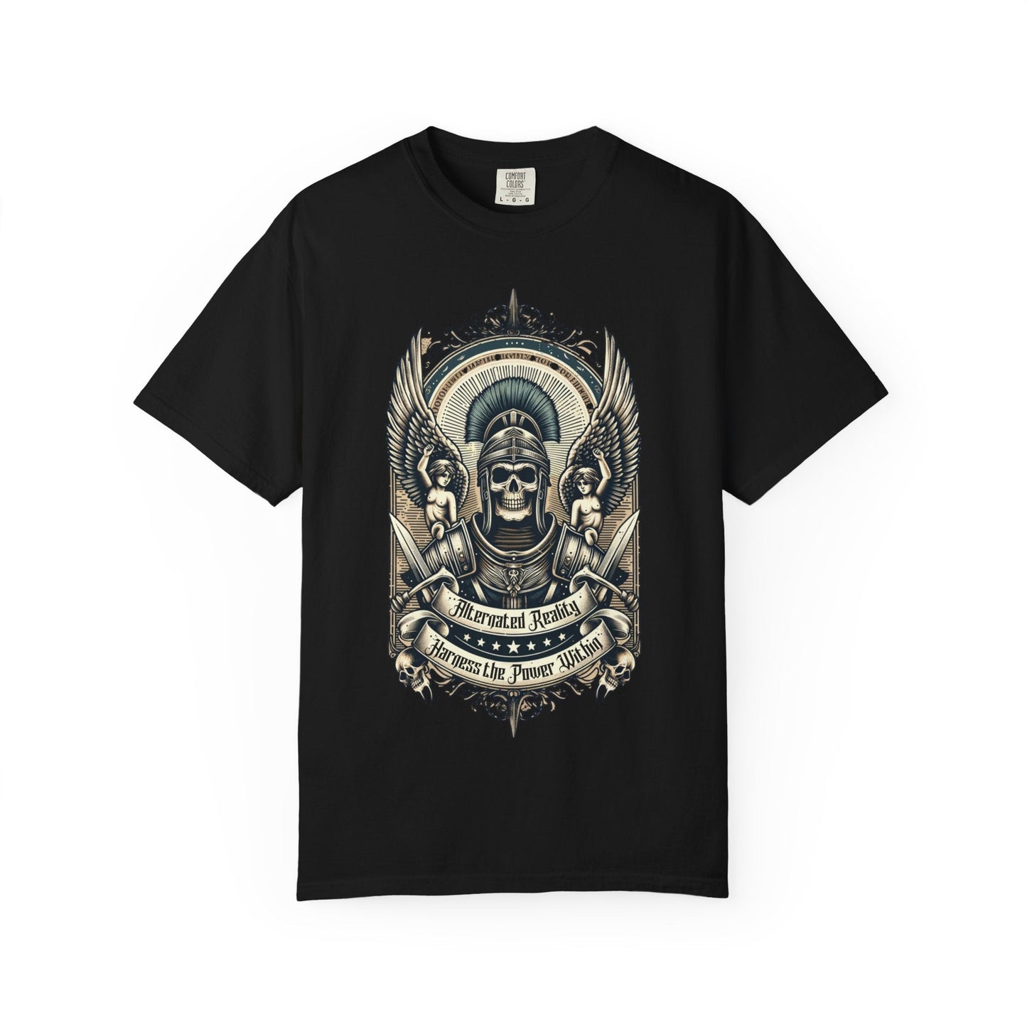 Dyed skull soldier t-shirt with warrior graphic - Edgy & unique style