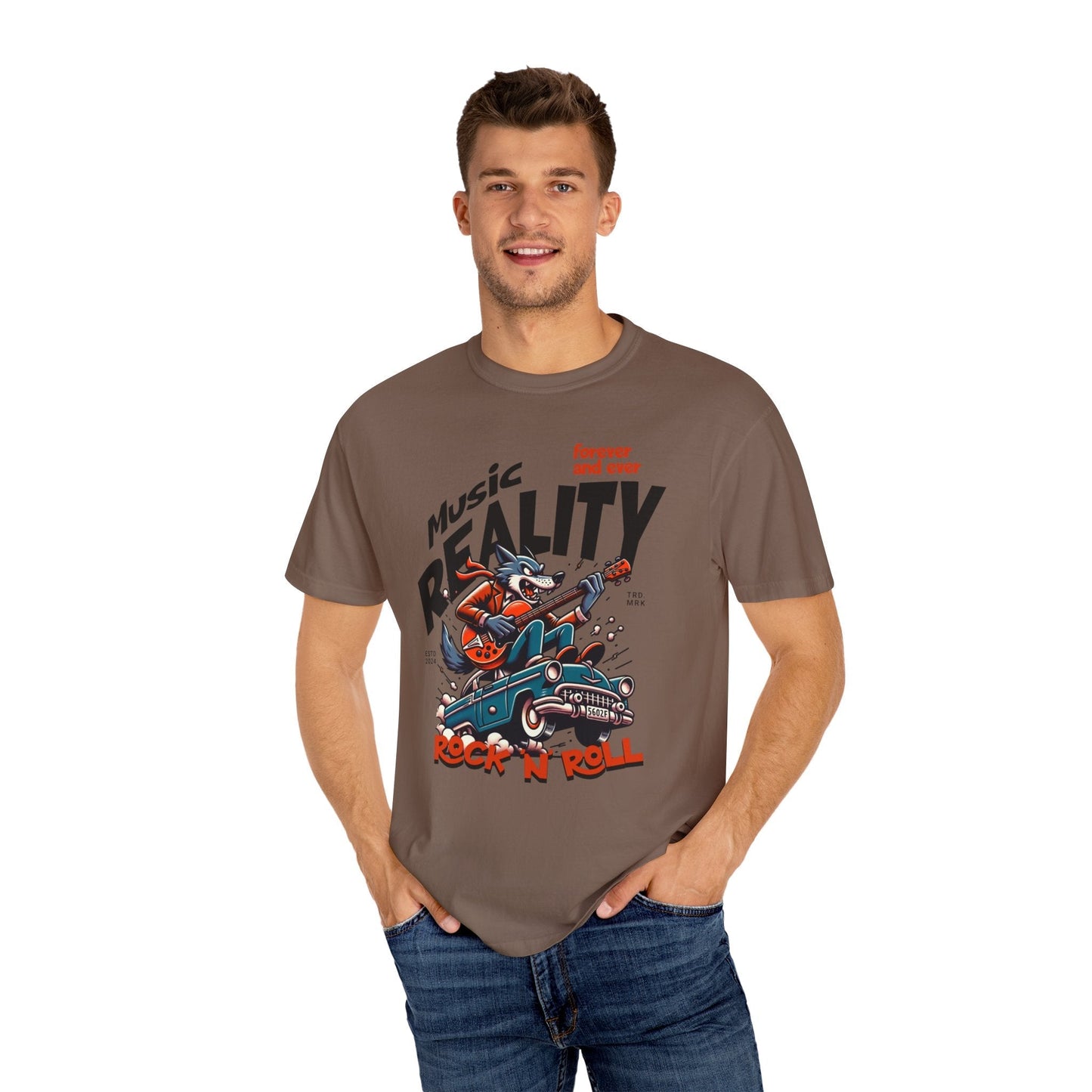 Unisex garment-Dyed t-shirt - Rock wolf retro music design