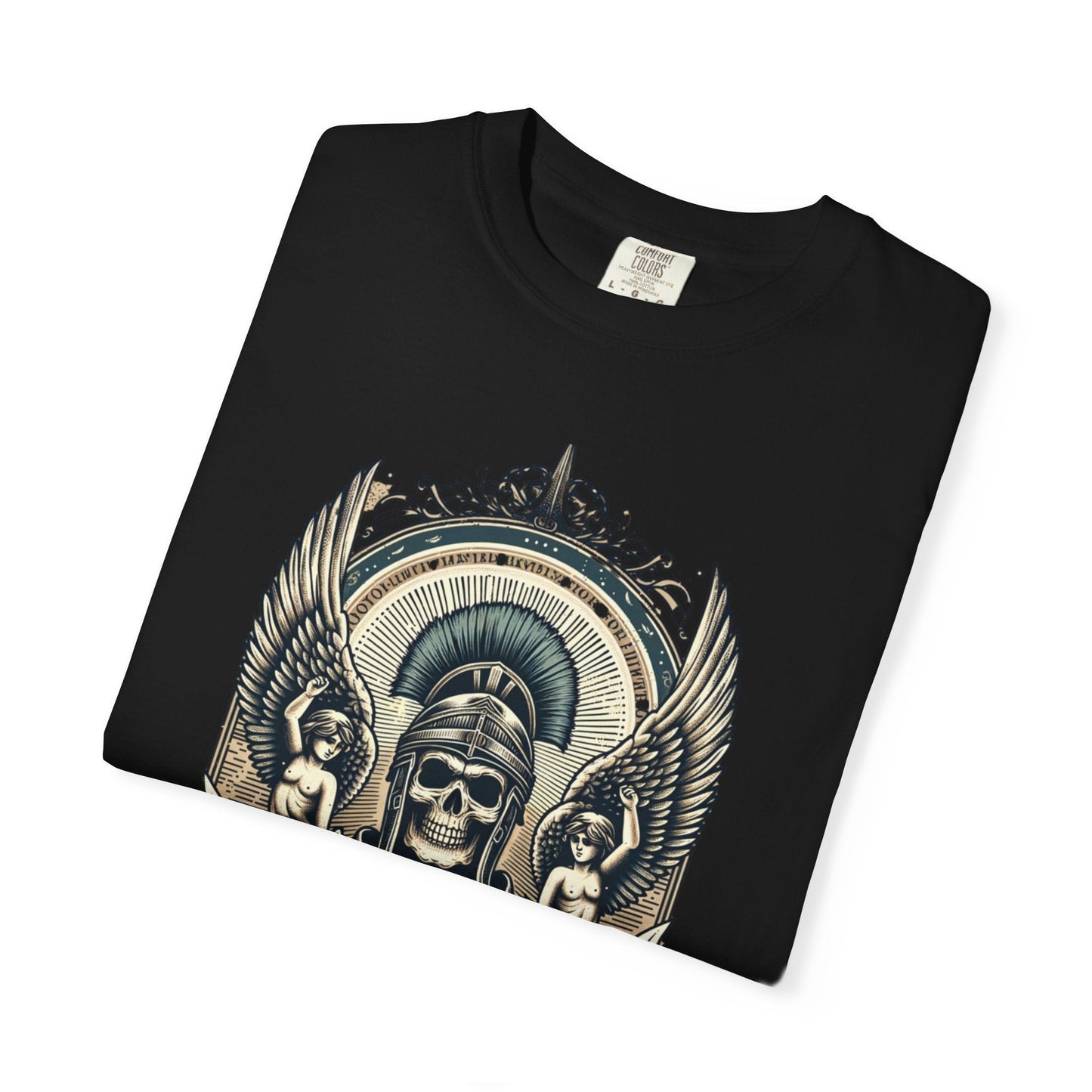Dyed skull soldier t-shirt with warrior graphic - Edgy & unique style