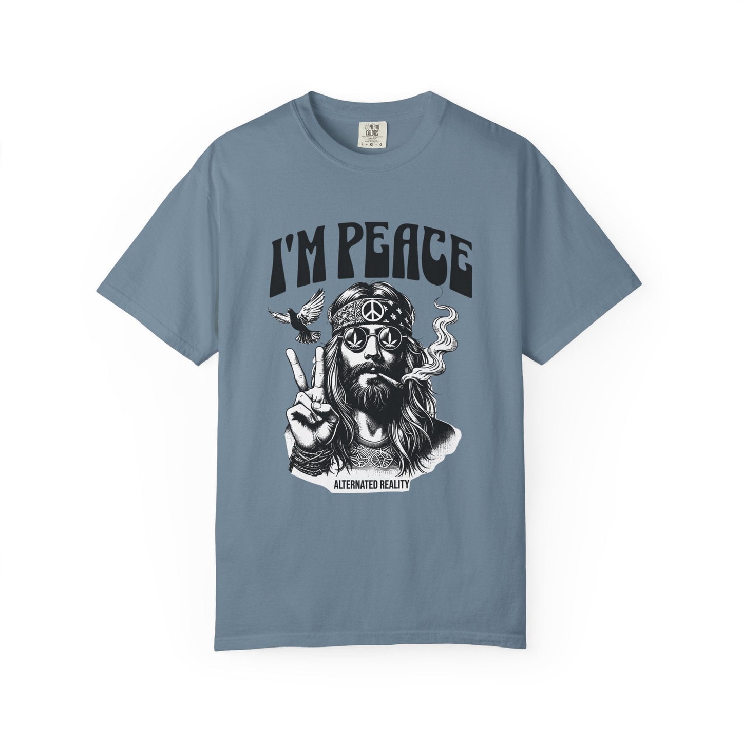 Peaceful hippie Unisex T-shirt with 'I'm at Peace' design 70' vibe