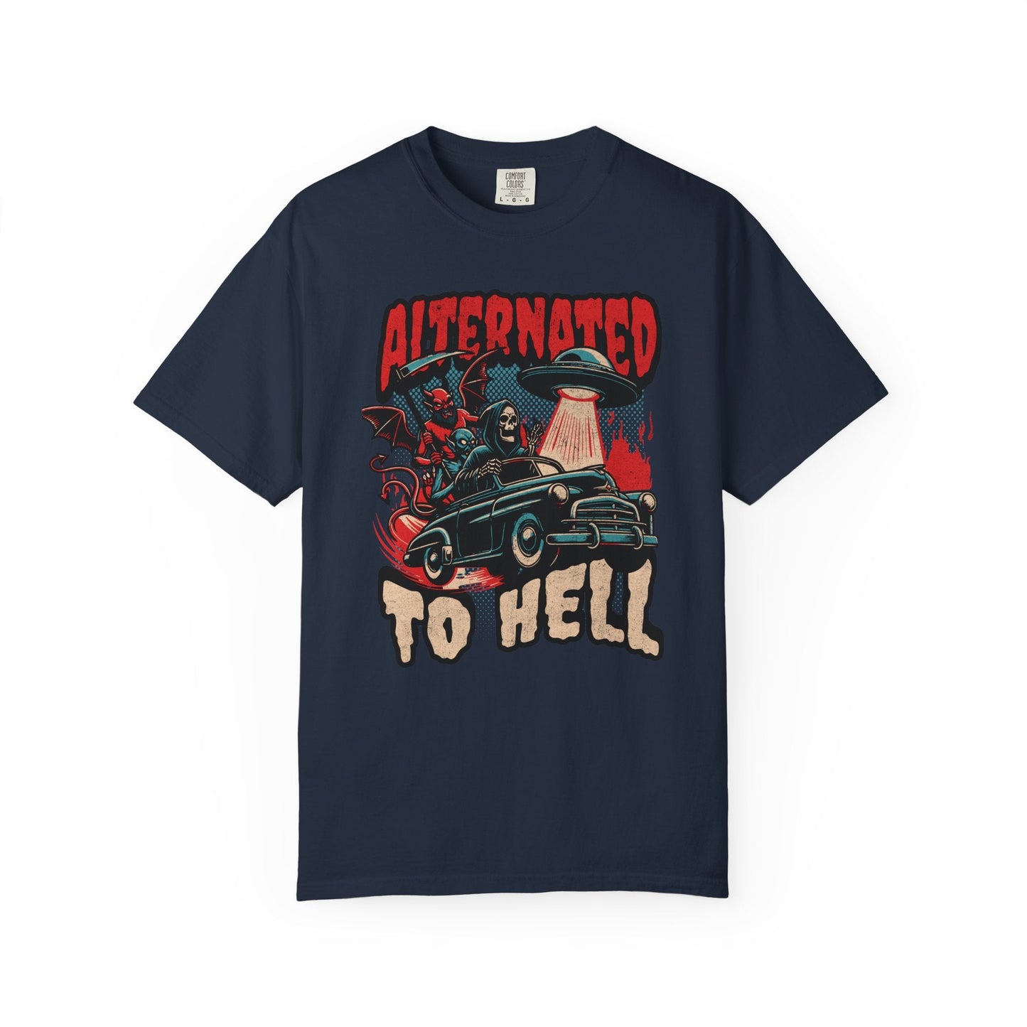 Highway to hell cool retro graphic t-shirt for Sci-Fi fans