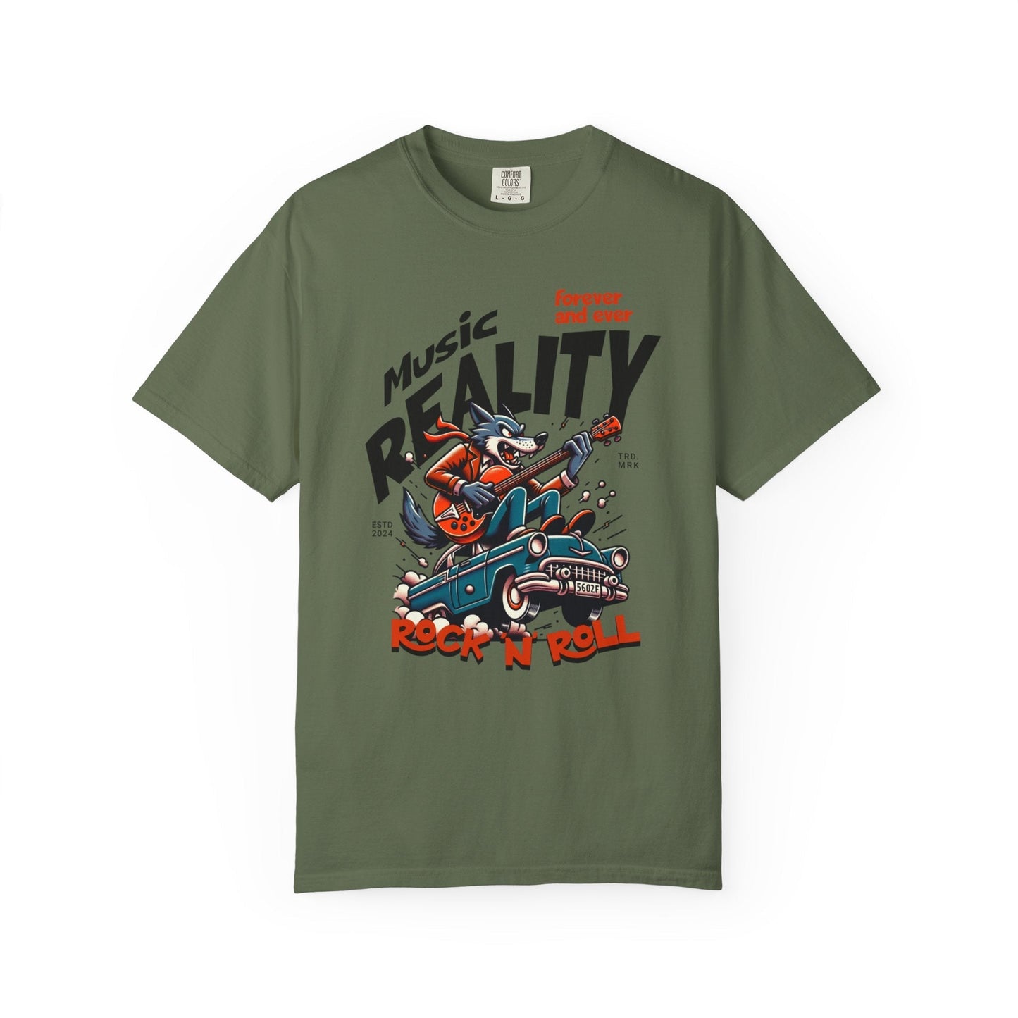 Unisex garment-Dyed t-shirt - Rock wolf retro music design