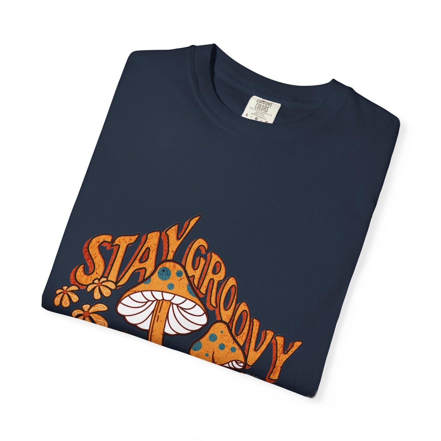 Stay groovy t-shirt with vintage mushroom design - Retro style tee