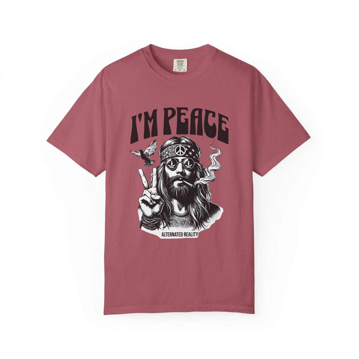 Peaceful hippie Unisex T-shirt with 'I'm at Peace' design 70' vibe