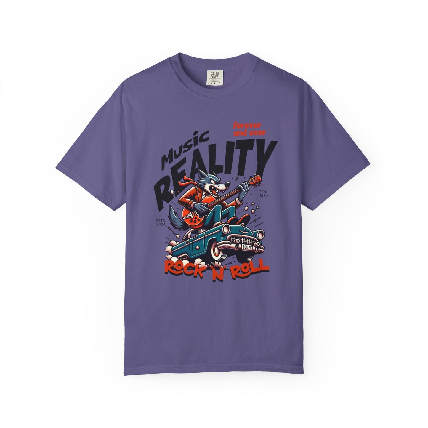 Unisex garment-Dyed t-shirt - Rock wolf retro music design