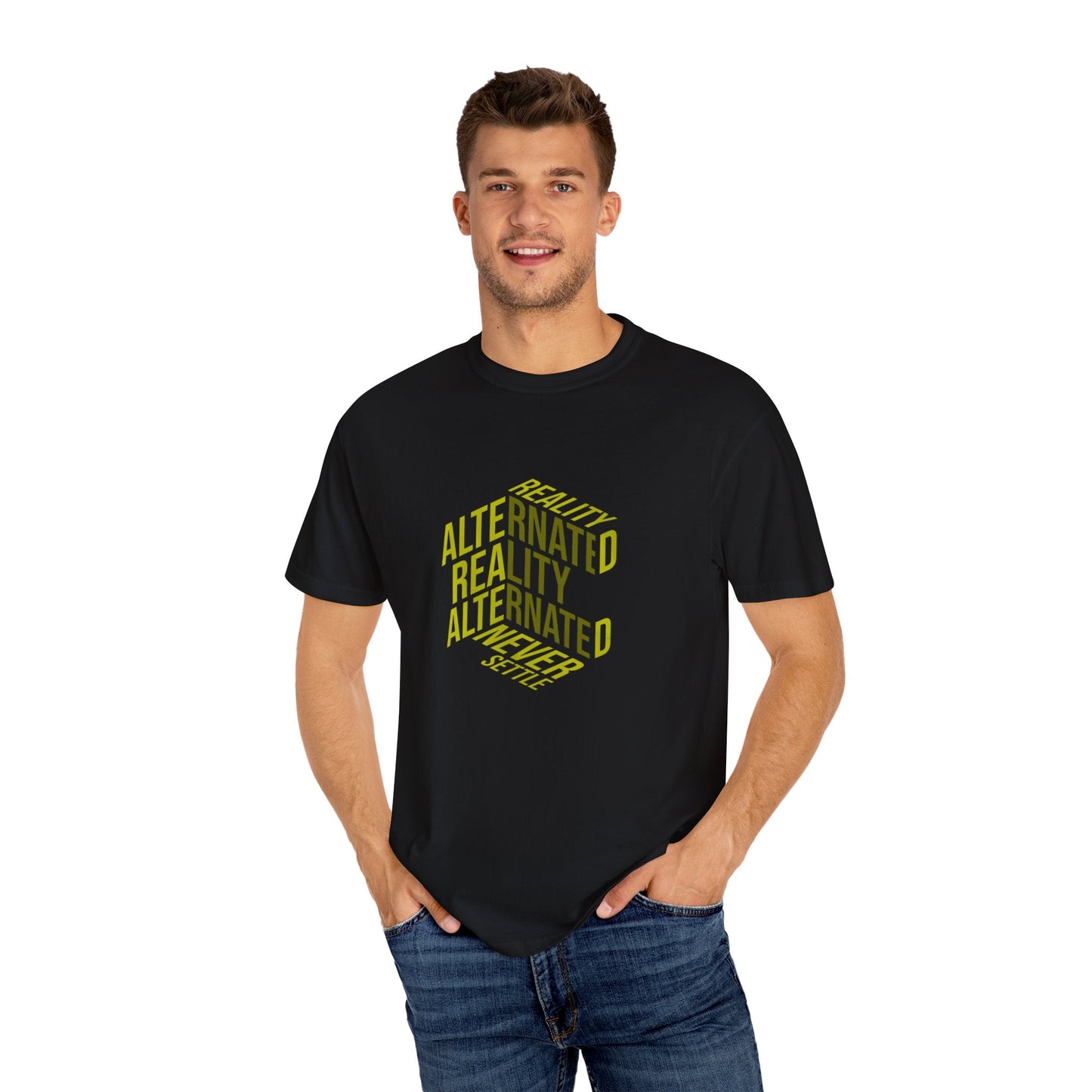Alternate reality unisex t-shirt - bold geometric typography