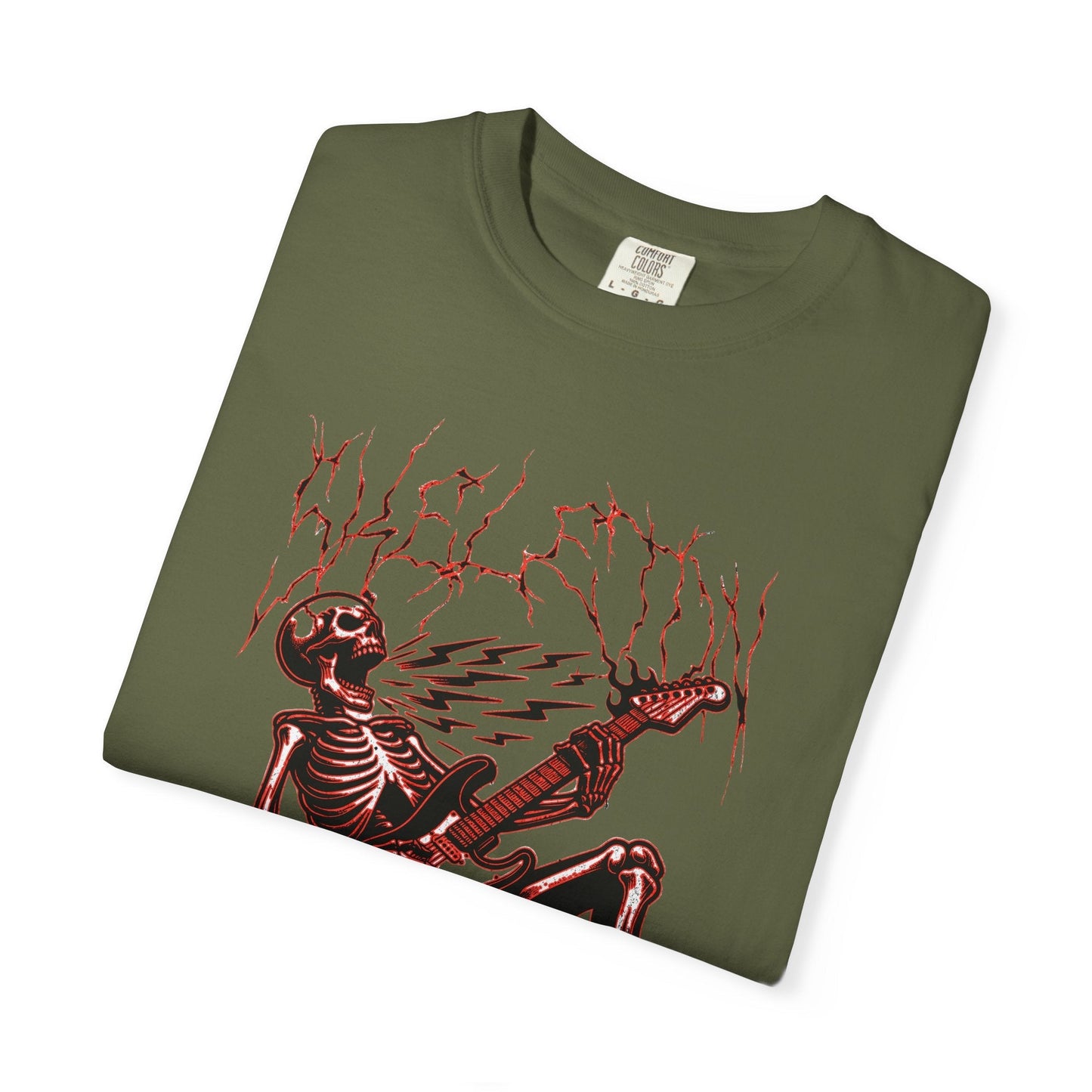 Rose electrified skull t-shirt with rock n roll design