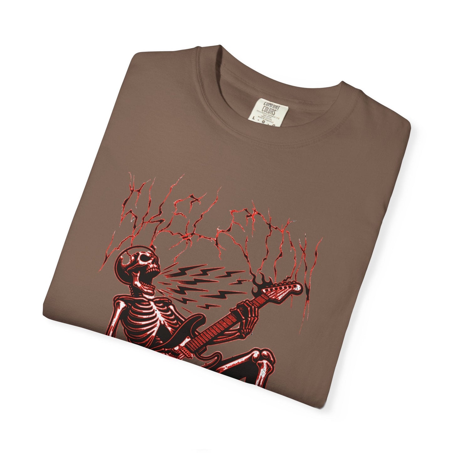 Rose electrified skull t-shirt with rock n roll design