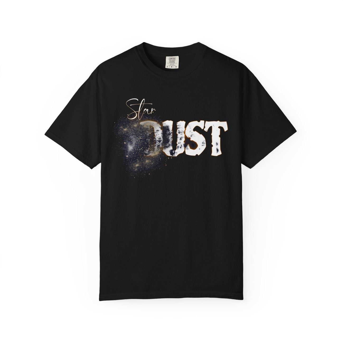Star dust Black T-Shirt with Cosmic Nebula Graphic Design