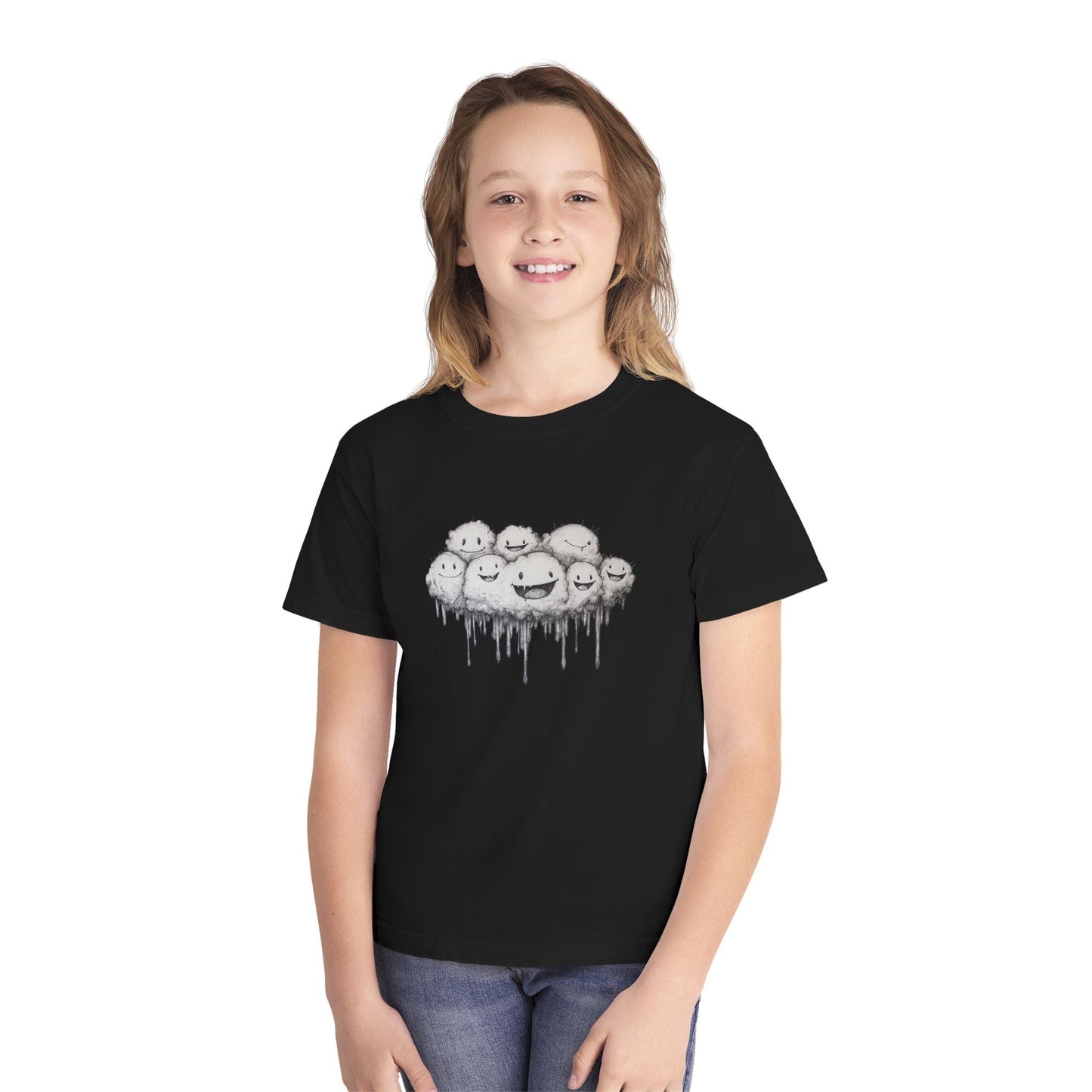Cartoon cloud youth tee - Adorable maroon t-shirt for kids