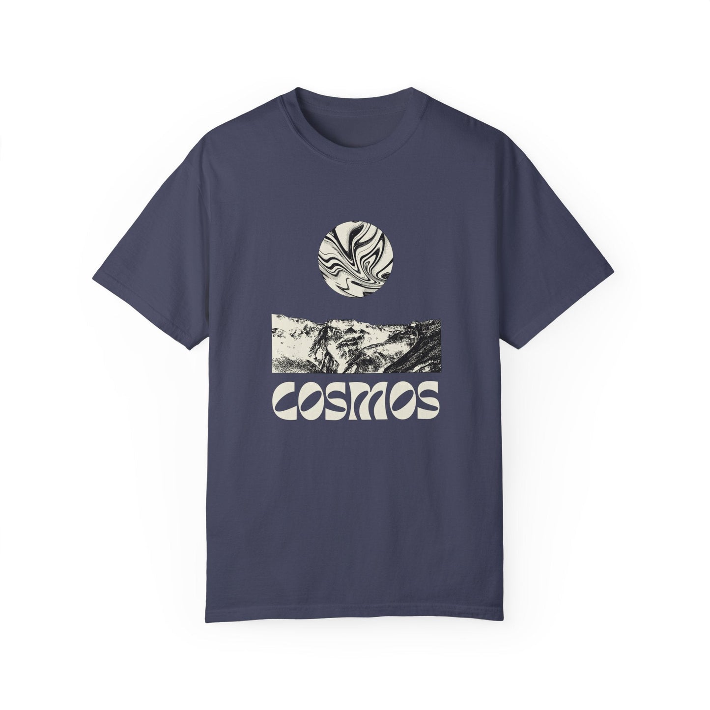 Cosmic earth unisex t-shirt with abstract cool psychedelic design