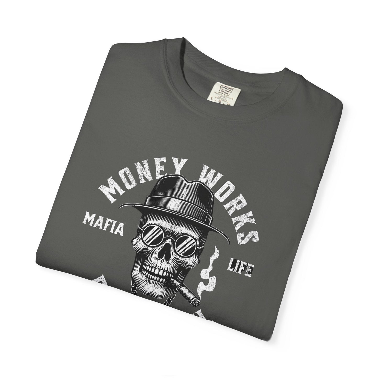 Gangster skull t-shirt - Unisex 'money works for me' design