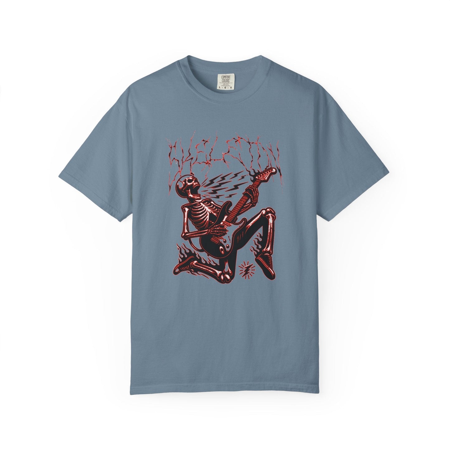 Rose electrified skull t-shirt with rock n roll design