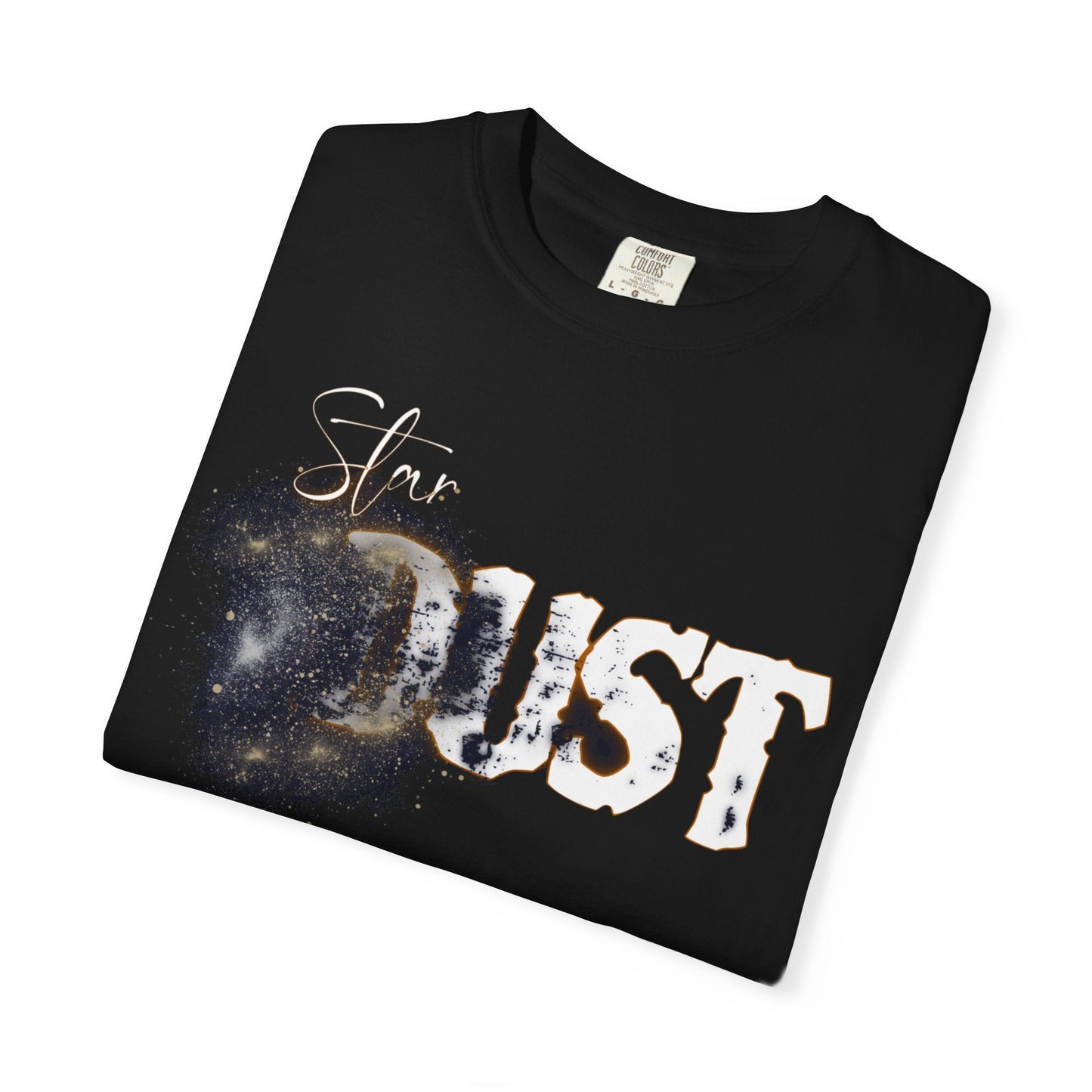 Star dust Black T-Shirt with Cosmic Nebula Graphic Design
