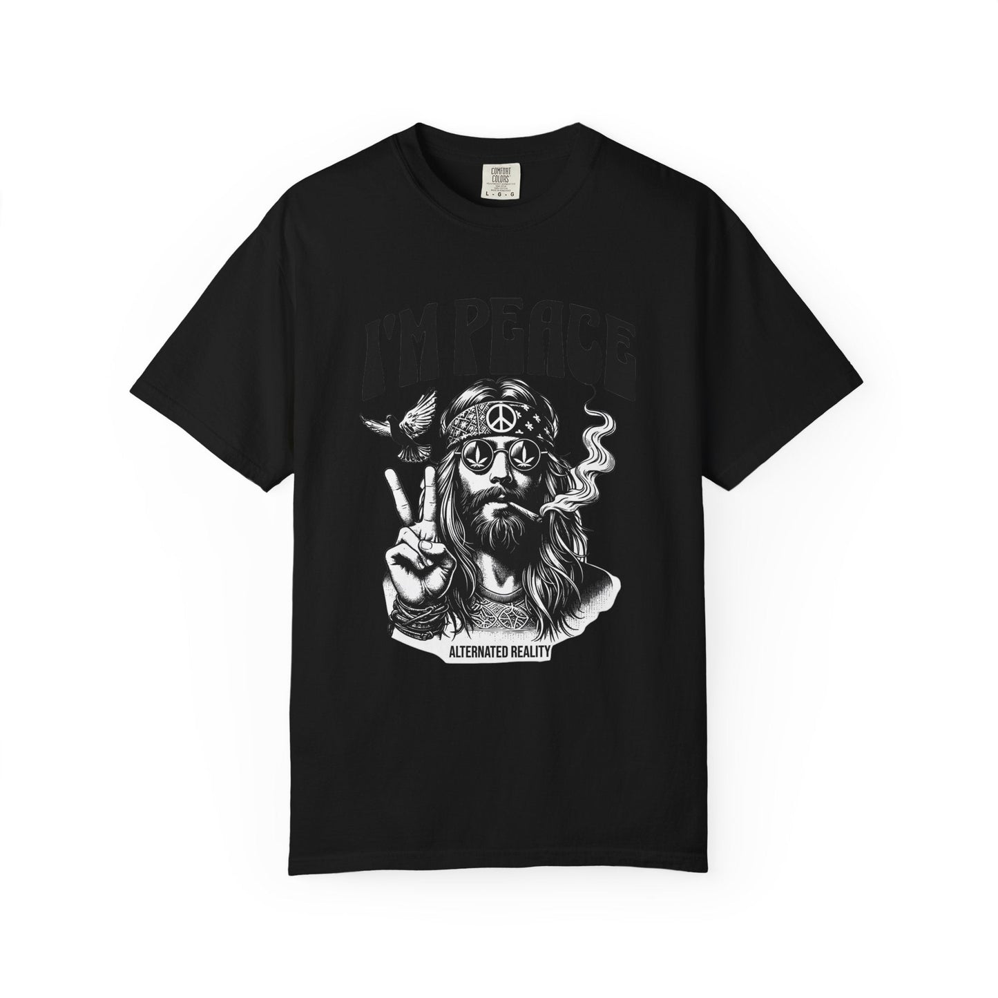Peaceful hippie Unisex T-shirt with 'I'm at Peace' design 70' vibe