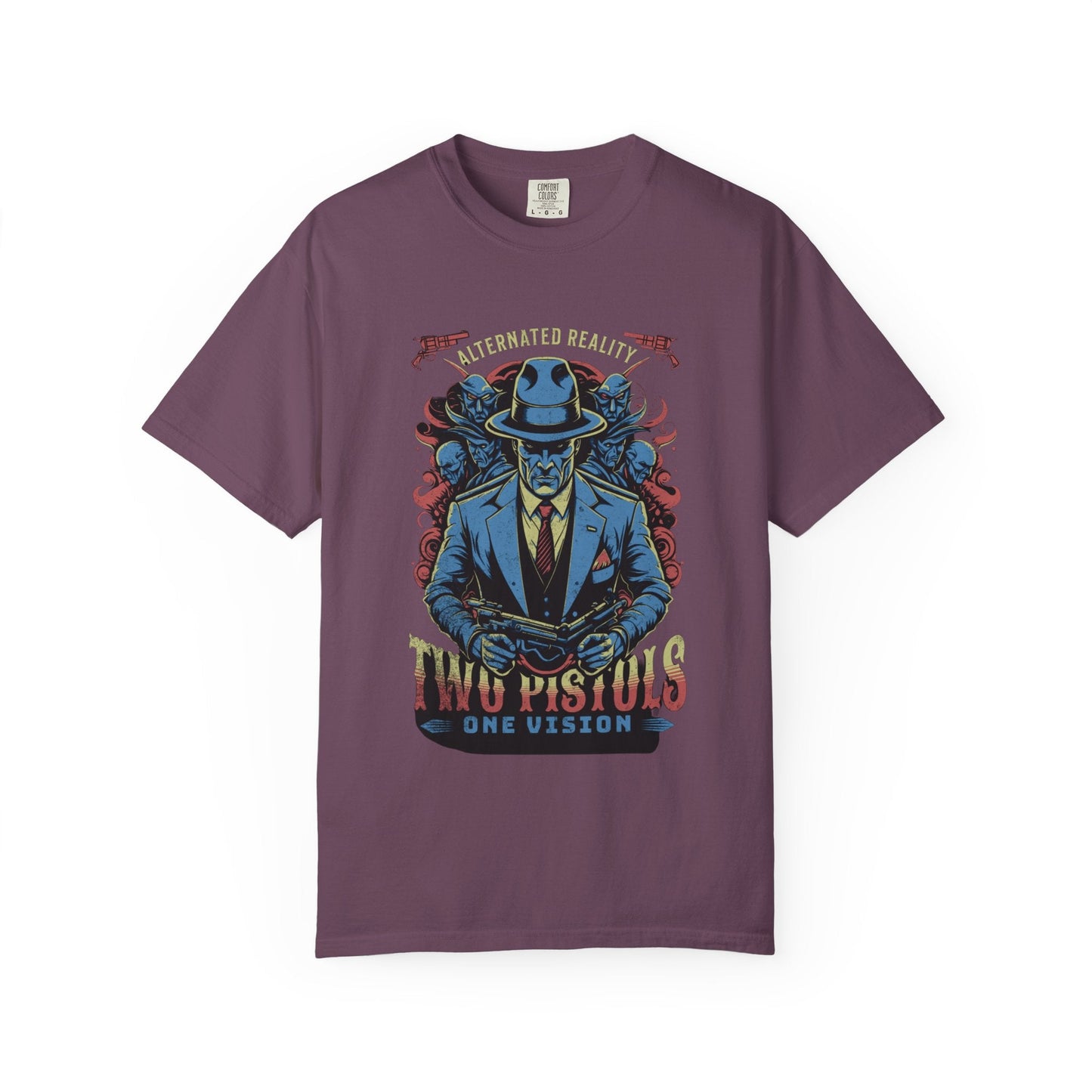 Two pistols design with cool skull & flames- Graphic t-shirt - Comfort