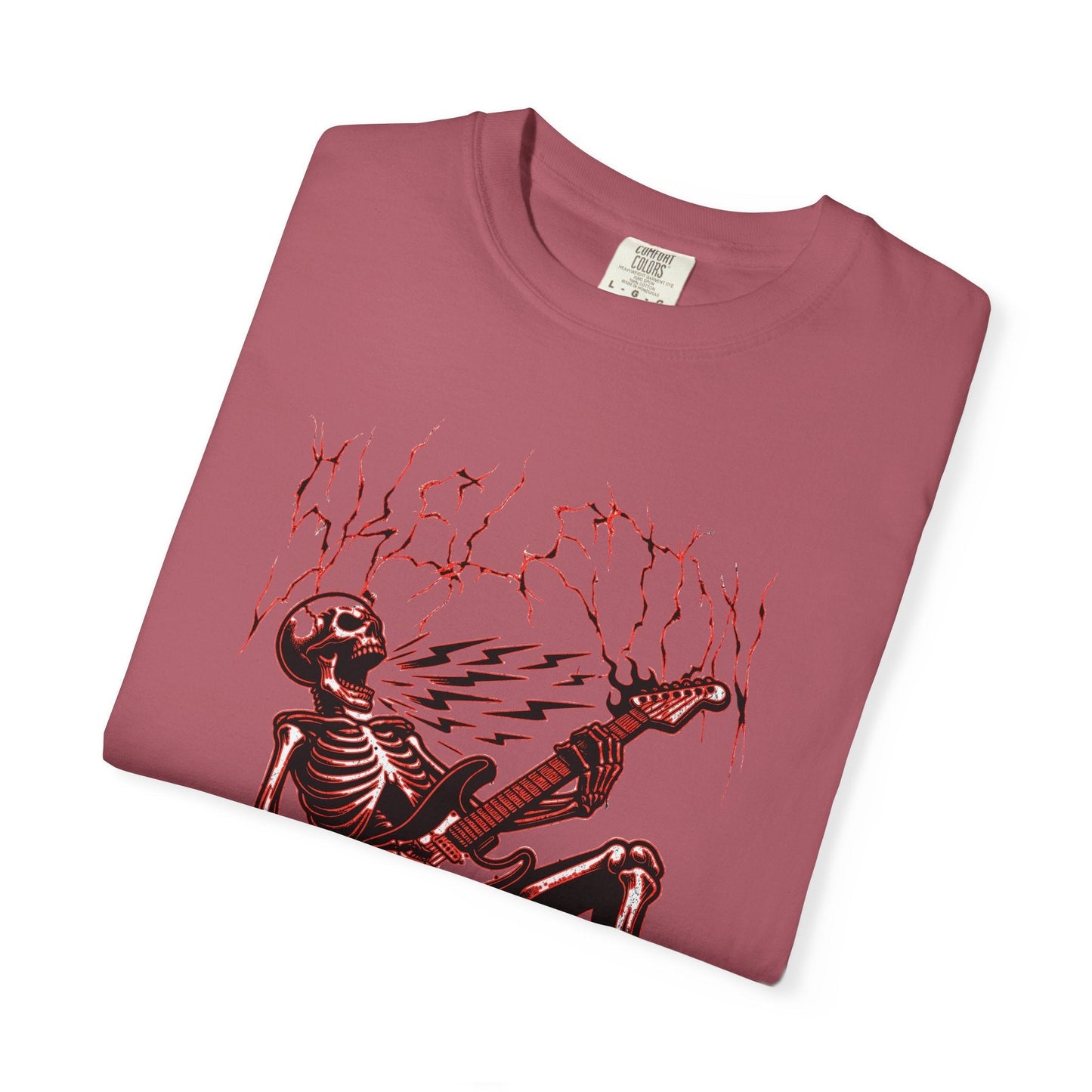 Rose electrified skull t-shirt with rock n roll design