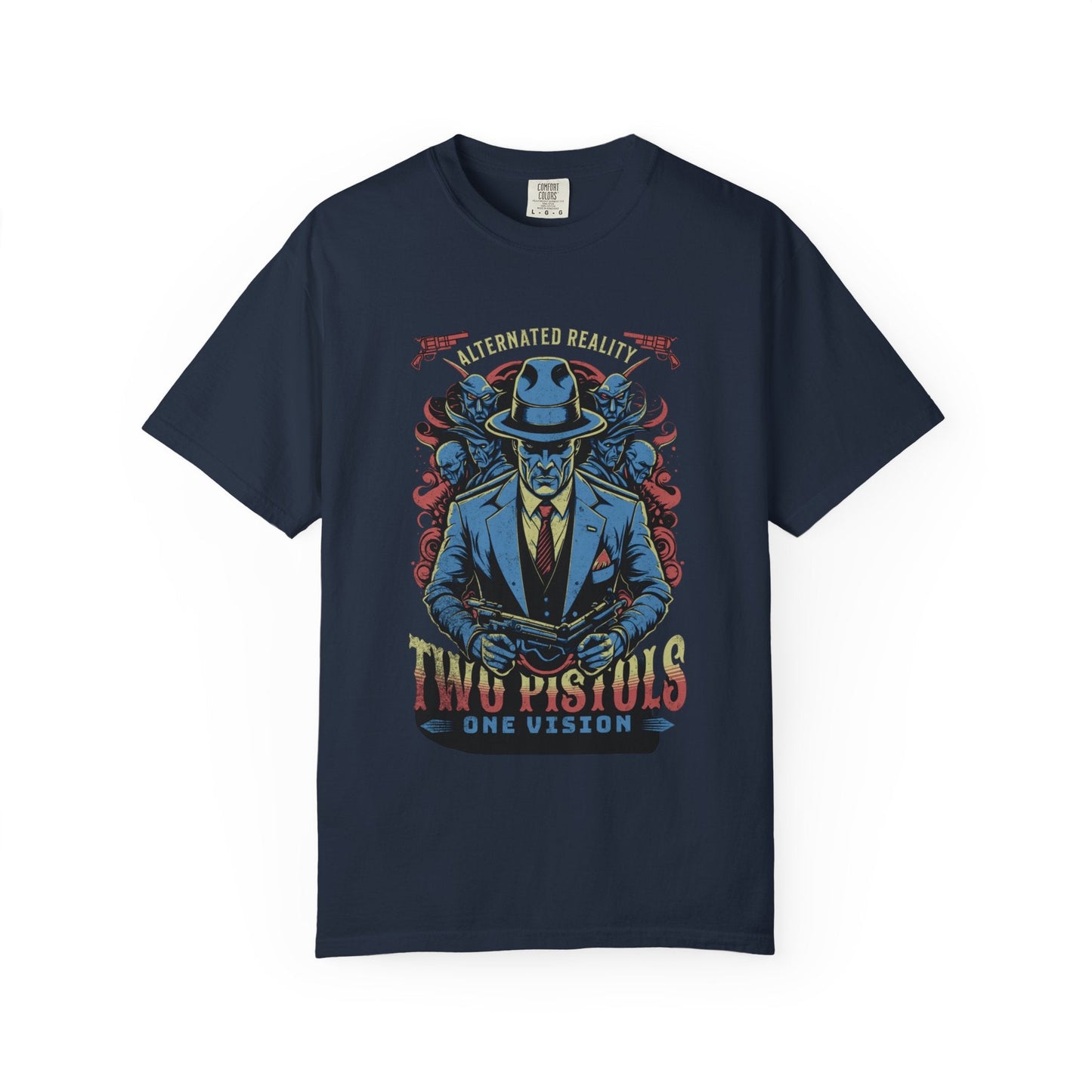 Two pistols design with cool skull & flames- Graphic t-shirt - Comfort