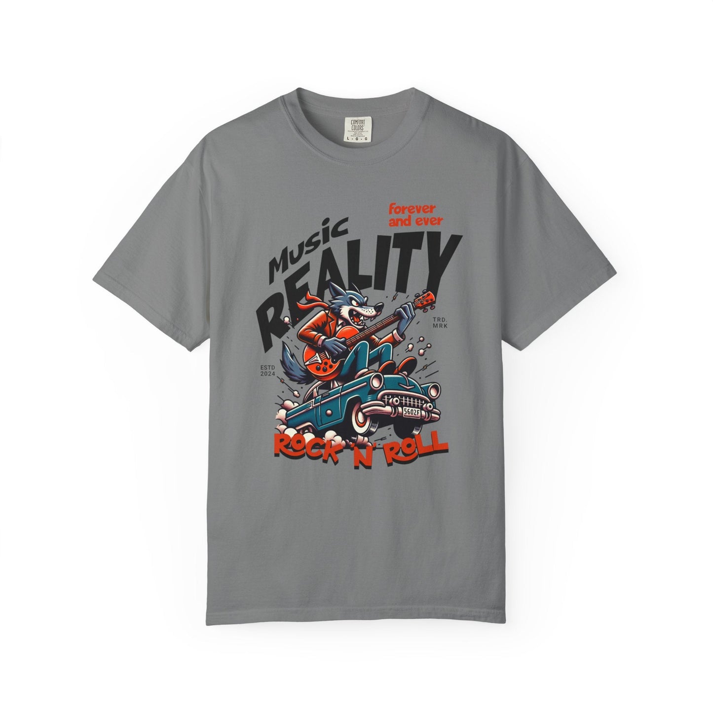 Unisex garment-Dyed t-shirt - Rock wolf retro music design