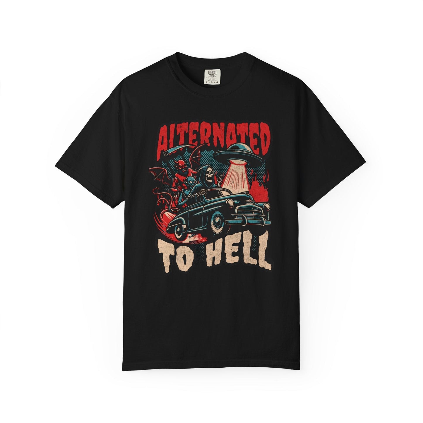 Highway to hell cool retro graphic t-shirt for Sci-Fi fans