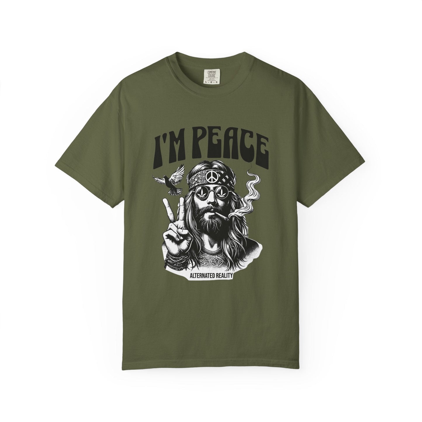 Peaceful hippie Unisex T-shirt with 'I'm at Peace' design 70' vibe