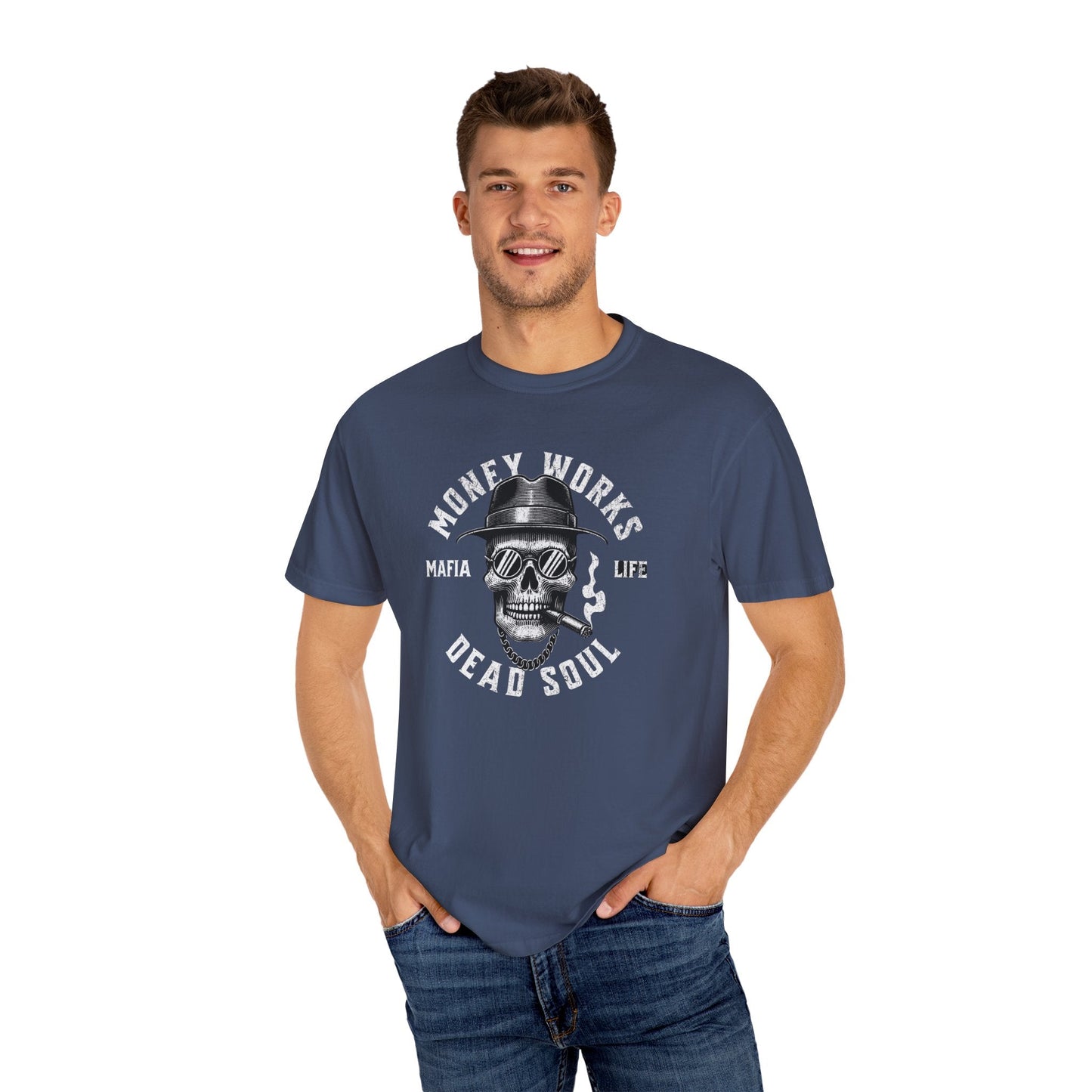 Gangster skull t-shirt - Unisex 'money works for me' design
