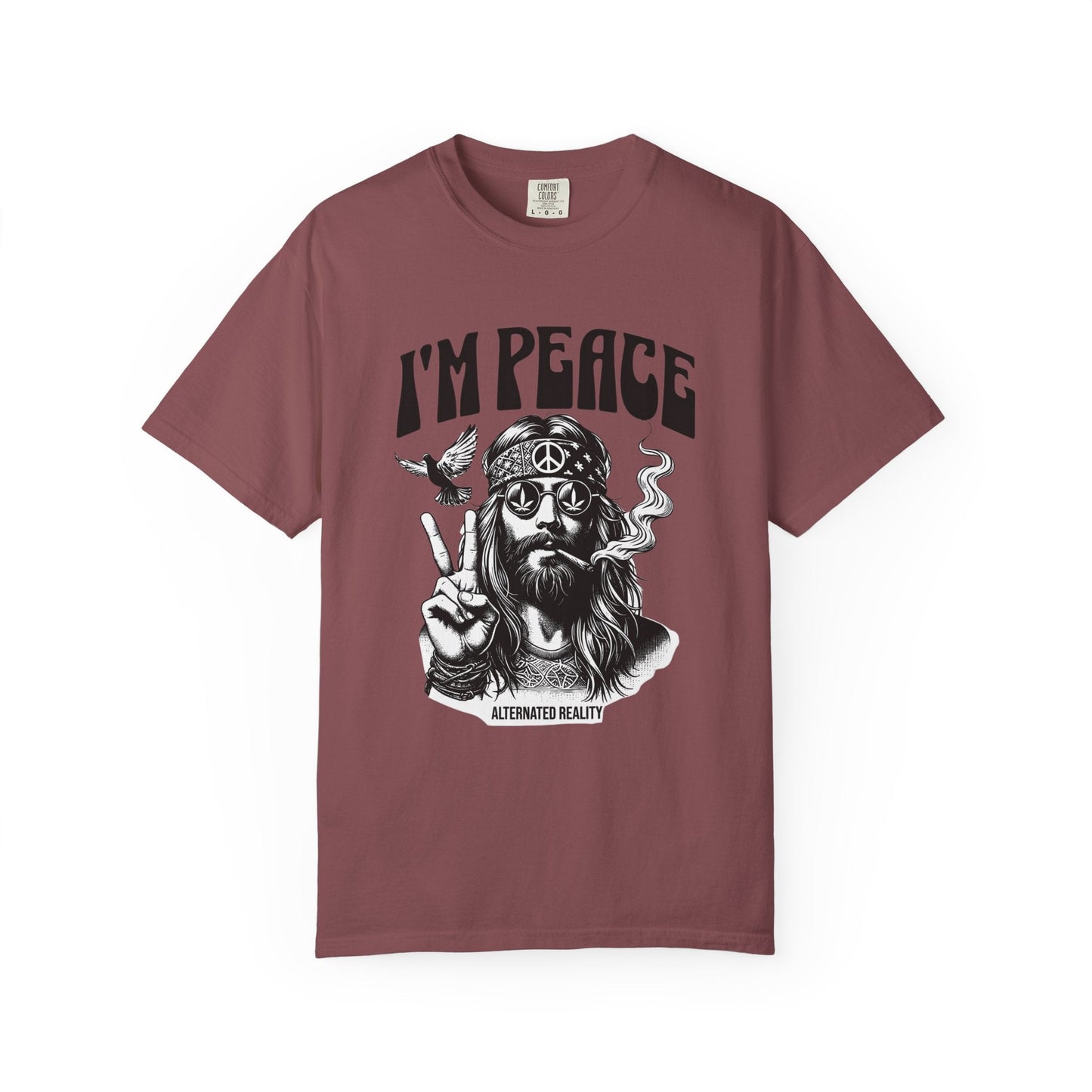 Peaceful hippie Unisex T-shirt with 'I'm at Peace' design 70' vibe