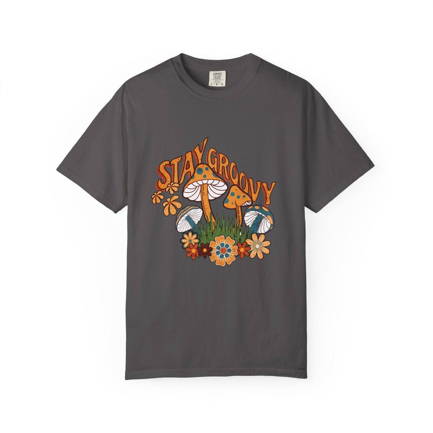 Stay groovy t-shirt with vintage mushroom design - Retro style tee