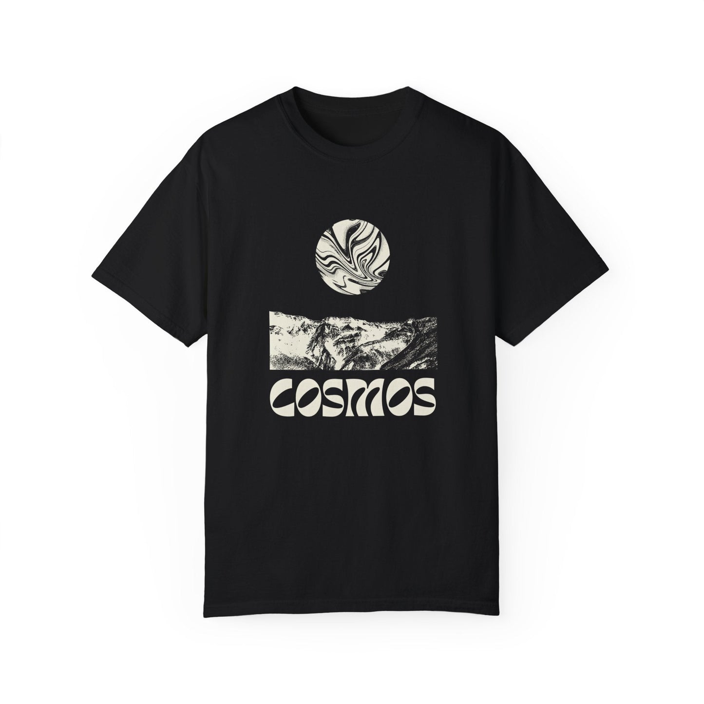 Cosmic earth unisex t-shirt with abstract cool psychedelic design