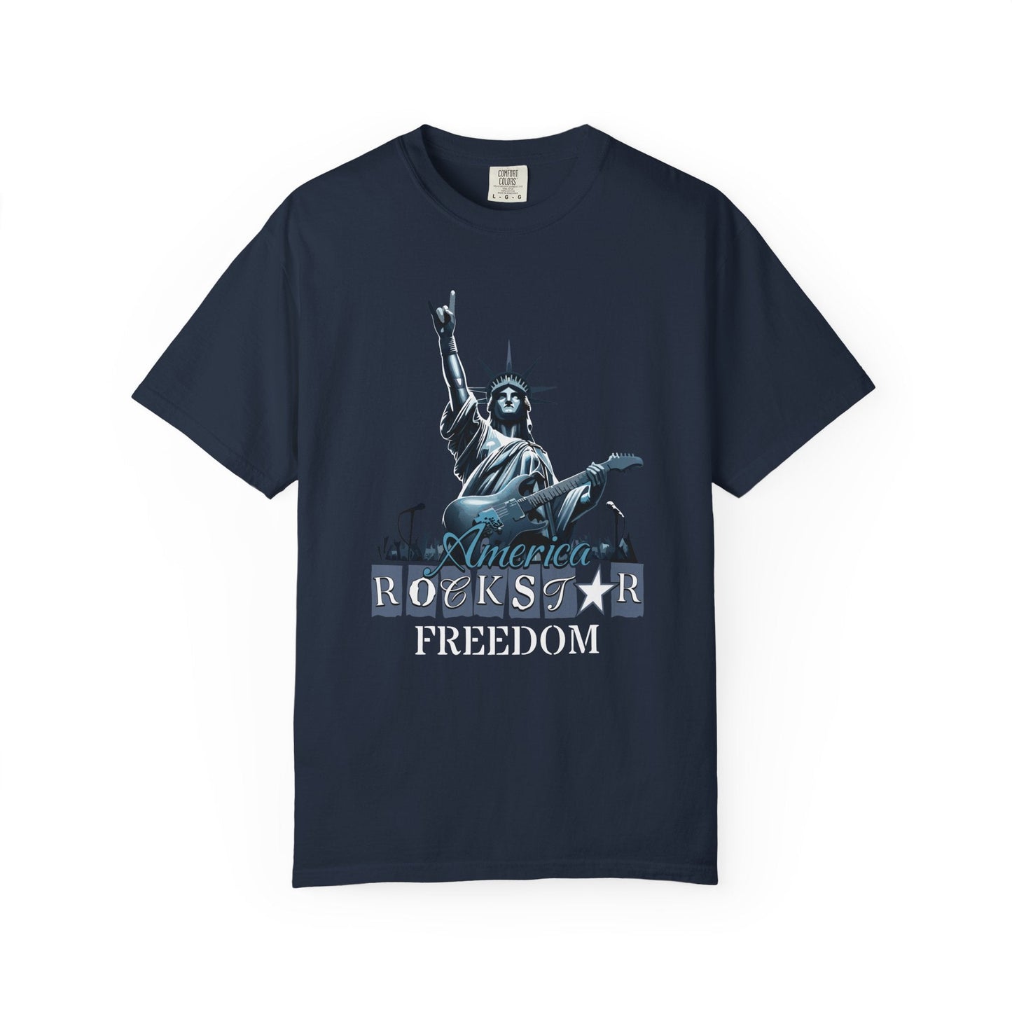 Rockstar statue t-Shirt - Patriotic American rocker freedom design