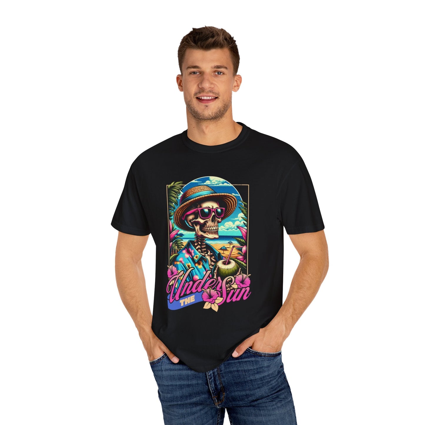 Holiday skull t-shirt - Fun beach vibe with skeleton & tropical design