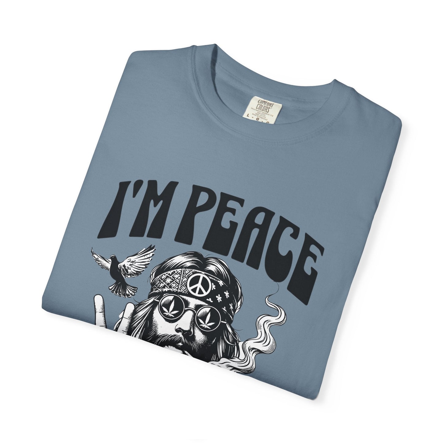 Peaceful hippie Unisex T-shirt with 'I'm at Peace' design 70' vibe