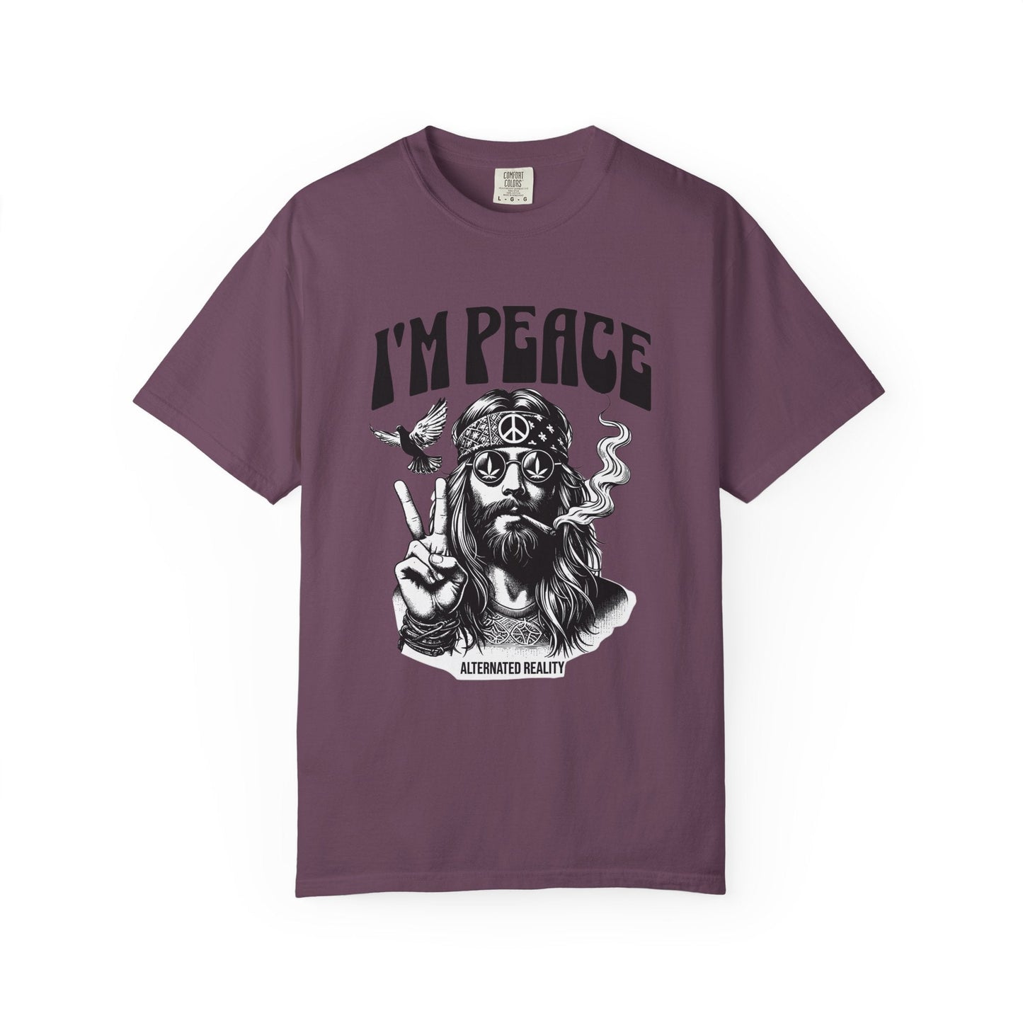 Peaceful hippie Unisex T-shirt with 'I'm at Peace' design 70' vibe