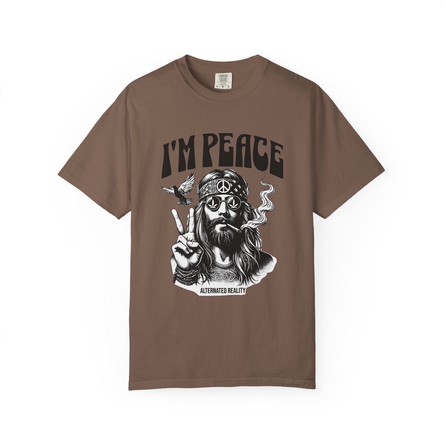 Peaceful hippie Unisex T-shirt with 'I'm at Peace' design 70' vibe
