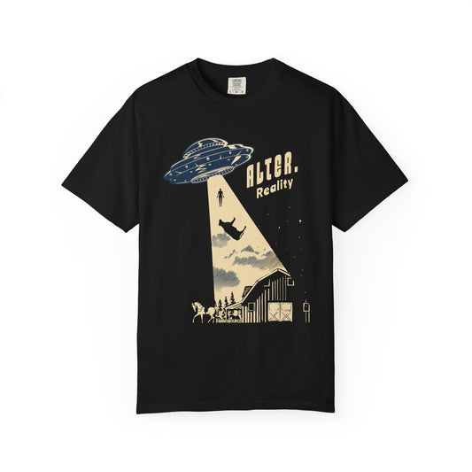 Alter Reality unisex T-shirt with vintage alien saucer design
