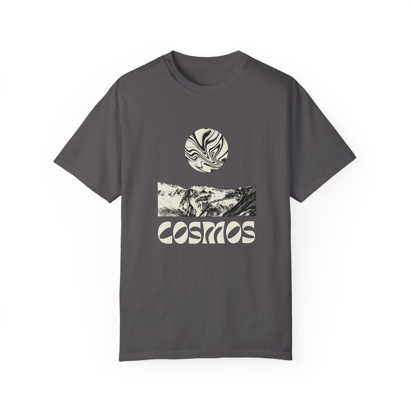Cosmic earth unisex t-shirt with abstract cool psychedelic design