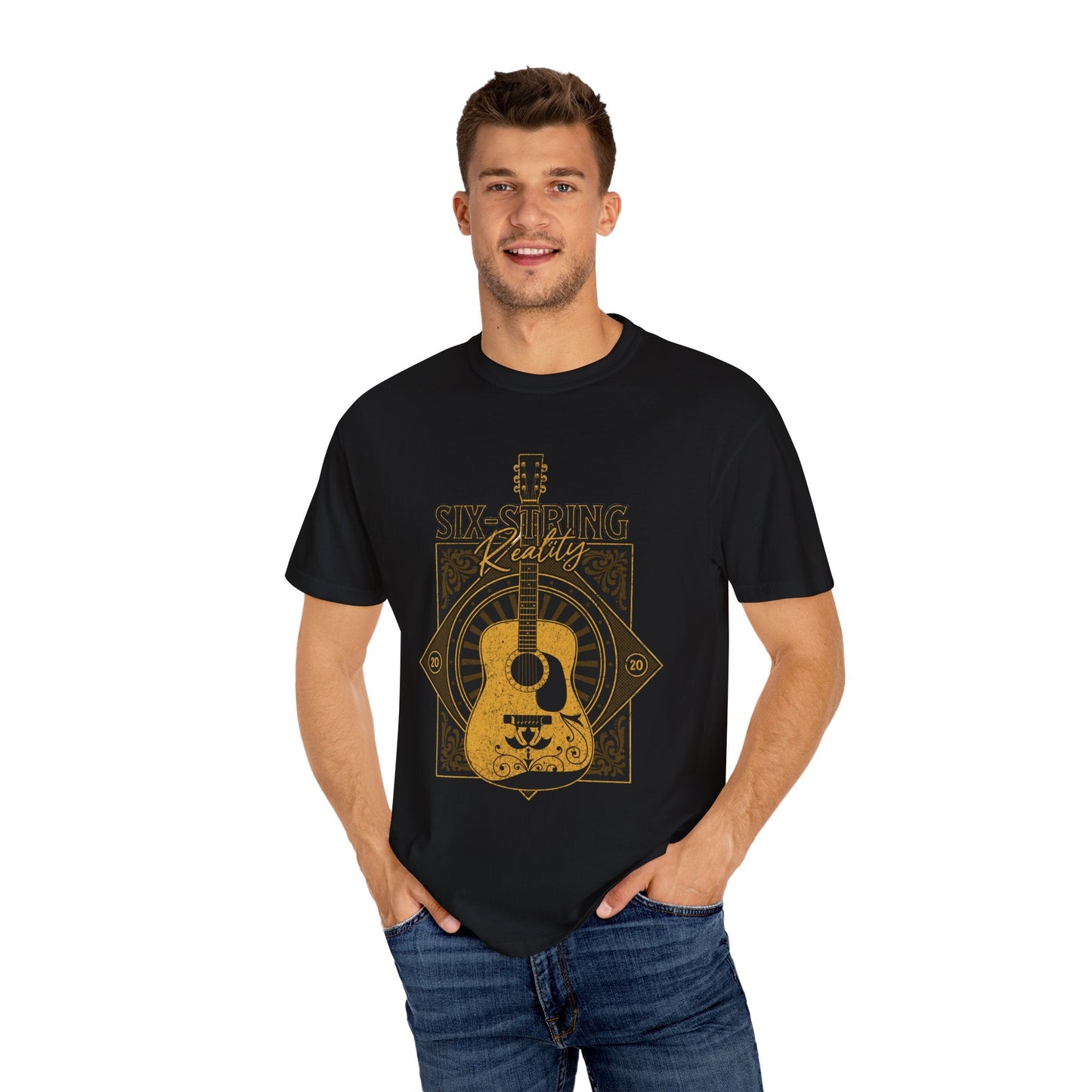 Vintage acoustic guitar t-shirt for music lovers | retro tee
