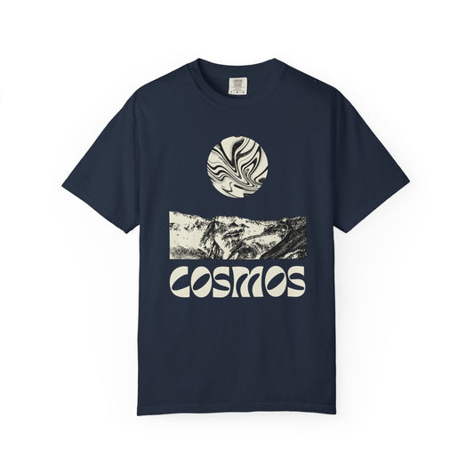 Cosmic earth unisex t-shirt with abstract cool psychedelic design