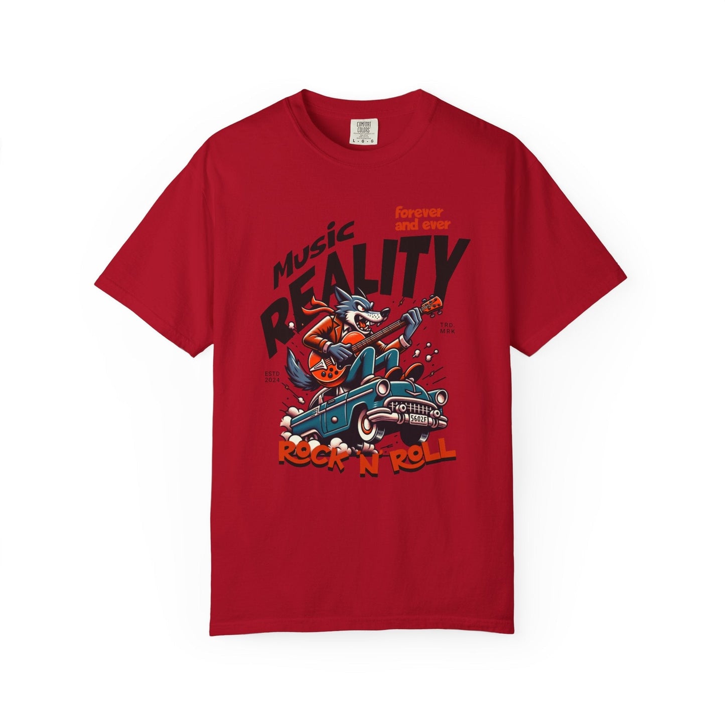Unisex garment-Dyed t-shirt - Rock wolf retro music design