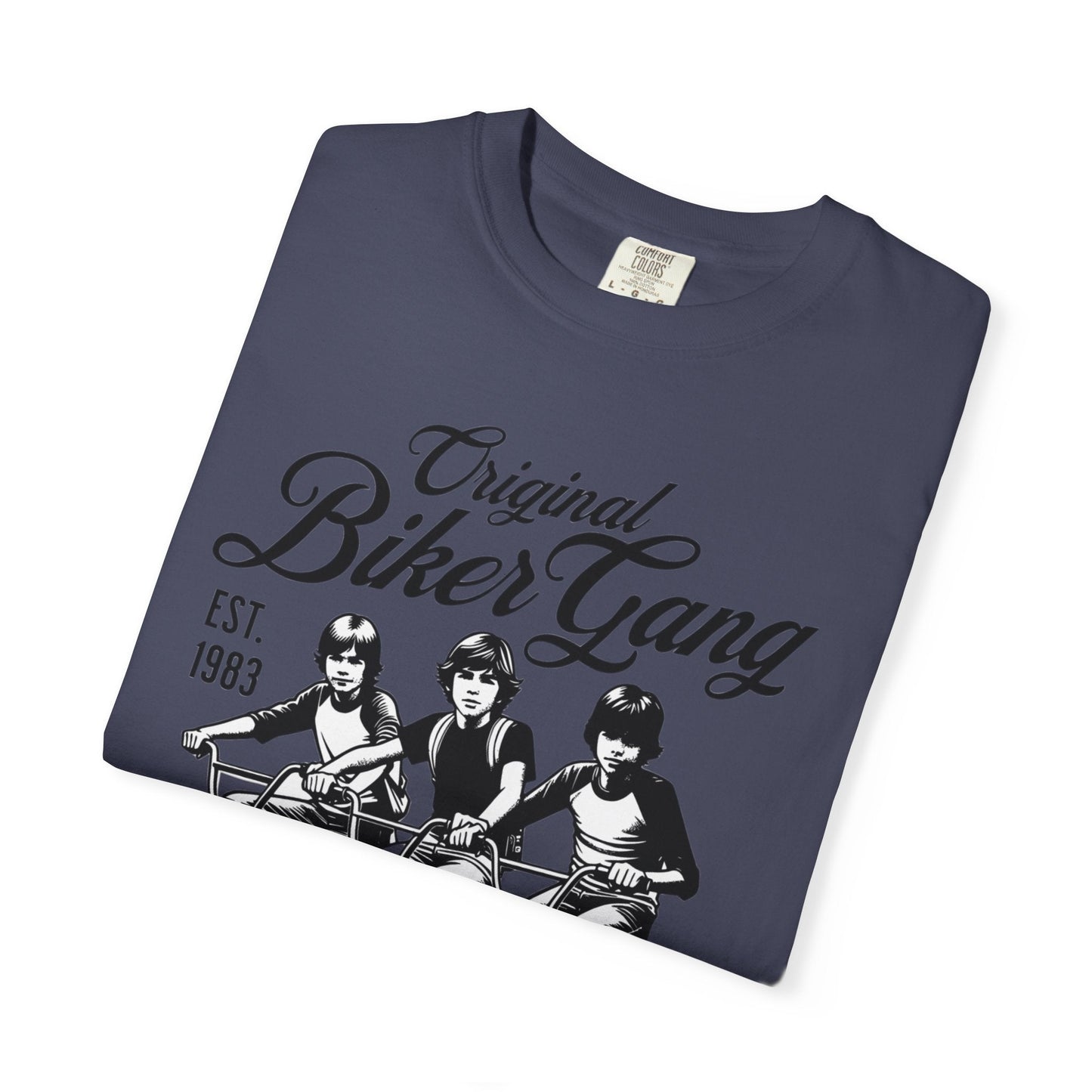 Biker gang t-shirt with vintage bicycle graphic design