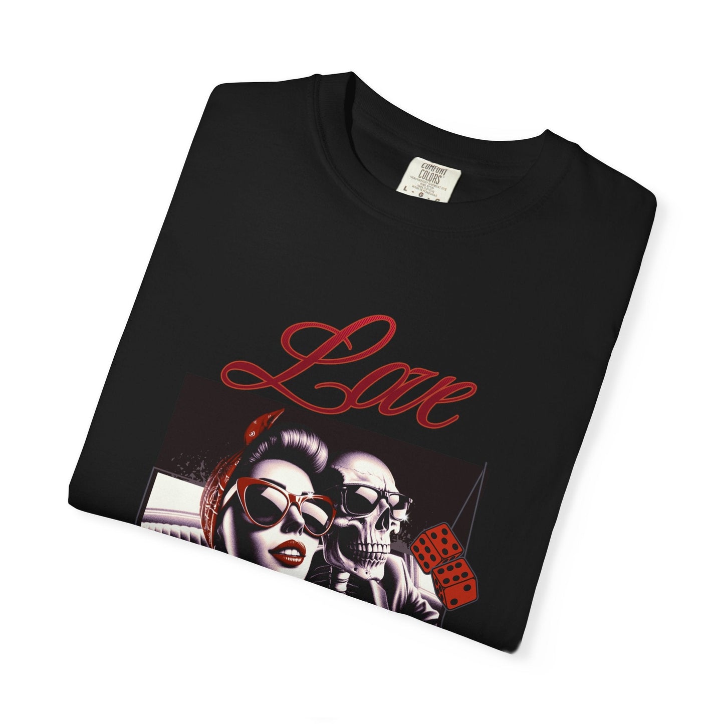 Love skull t-shirt with vintage pin-up girl & Skeleton - Retro style