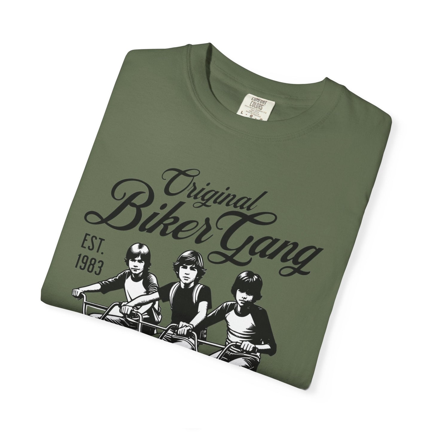Biker gang t-shirt with vintage bicycle graphic design