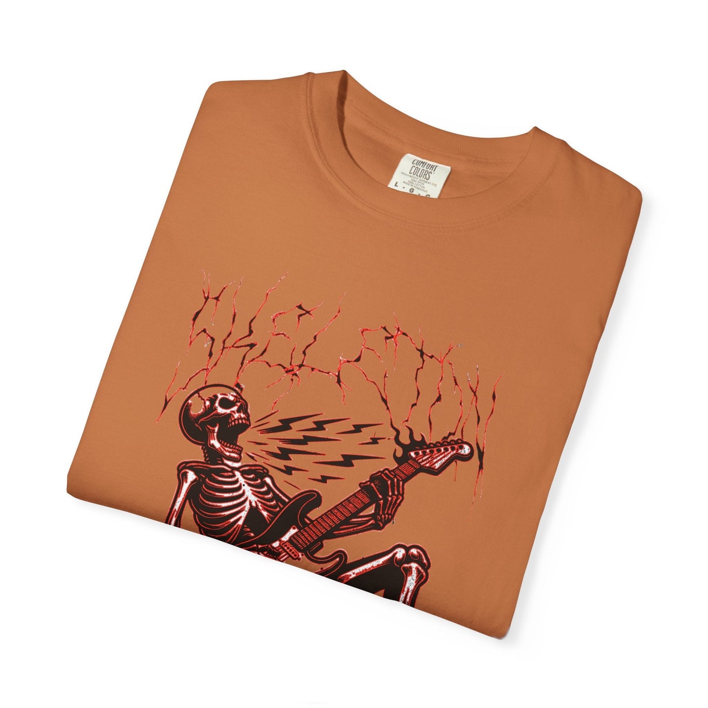 Rose electrified skull t-shirt with rock n roll design