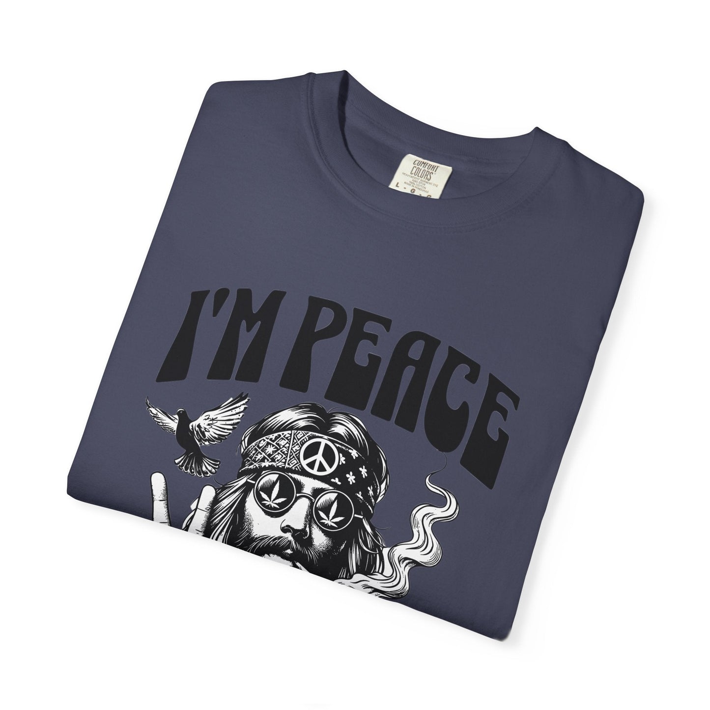 Peaceful hippie Unisex T-shirt with 'I'm at Peace' design 70' vibe