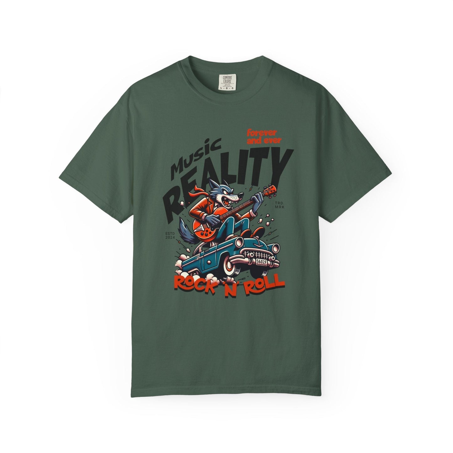 Unisex garment-Dyed t-shirt - Rock wolf retro music design