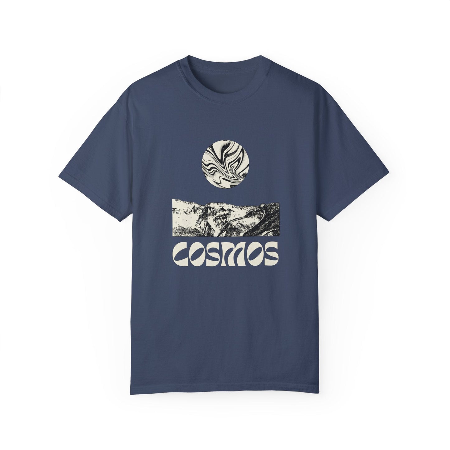 Cosmic earth unisex t-shirt with abstract cool psychedelic design